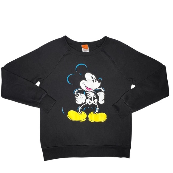Disney Glowing Mickey Mouse Skeleton Glow in the Dark Black Junior Large L Youth - Picture 12 of 17